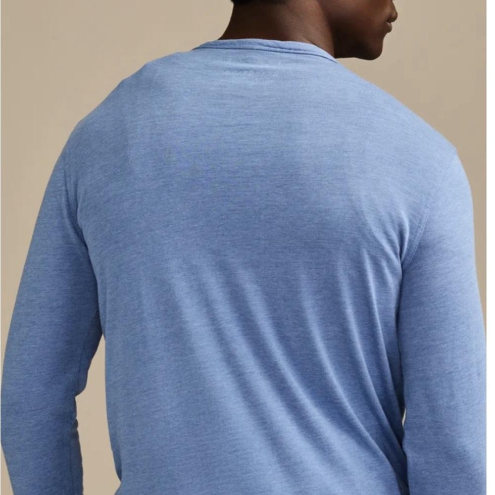 NWT Lucky Brand Mens Heather Blue Venice Burnout Notch Neck Long Sleeve Size S - Picture 2 of 13